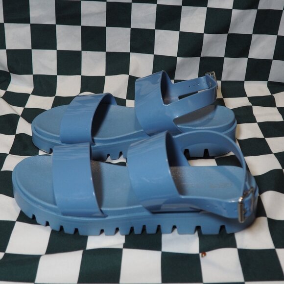 ASOS Blue Jelly Sandals Womens Size 10 Buckle Strap Slingback, Chunky Platform - Picture 5 of 11
